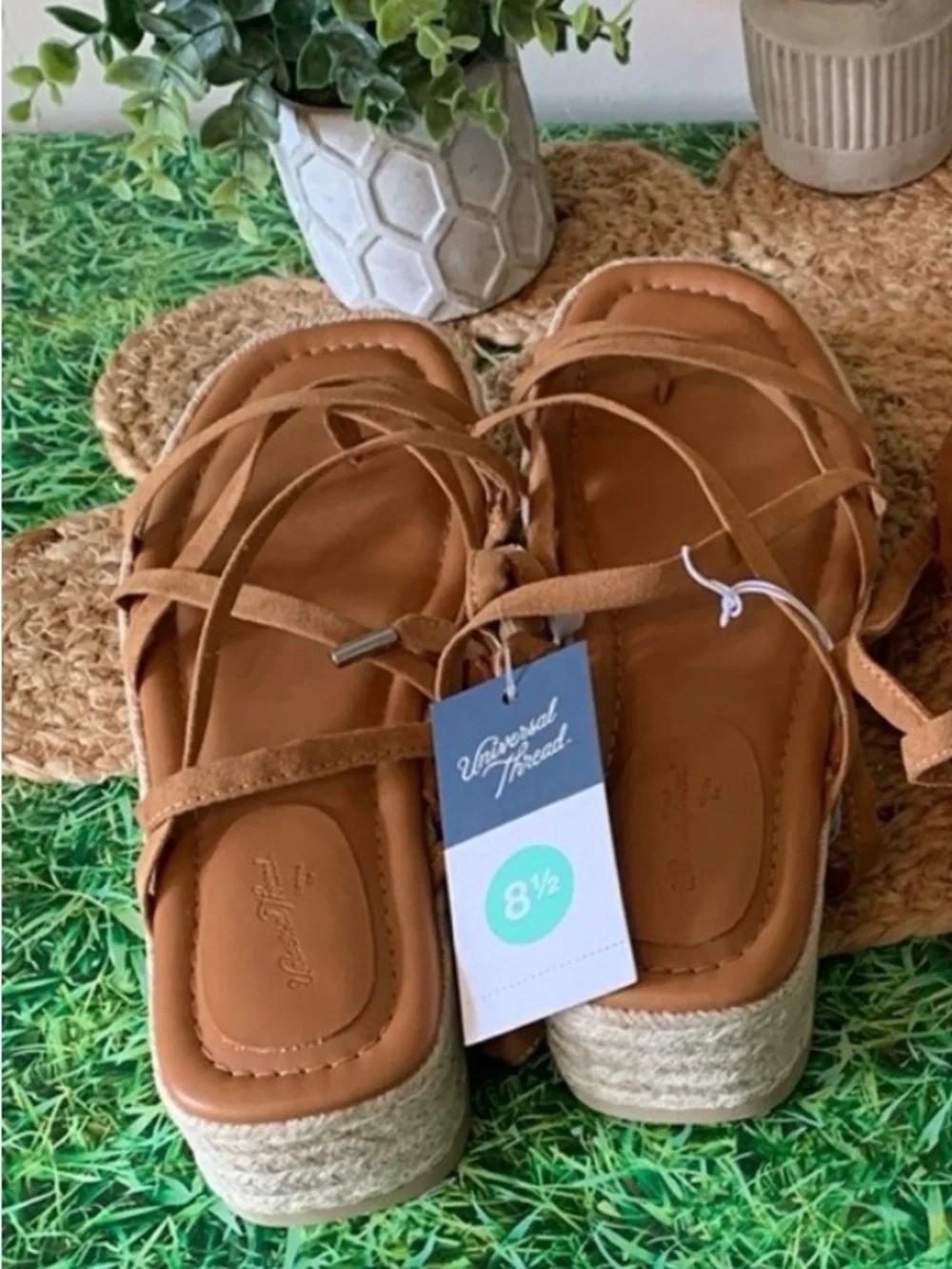 Universal Thread Tan Wrap-Tie Espadrille Platform Sandals